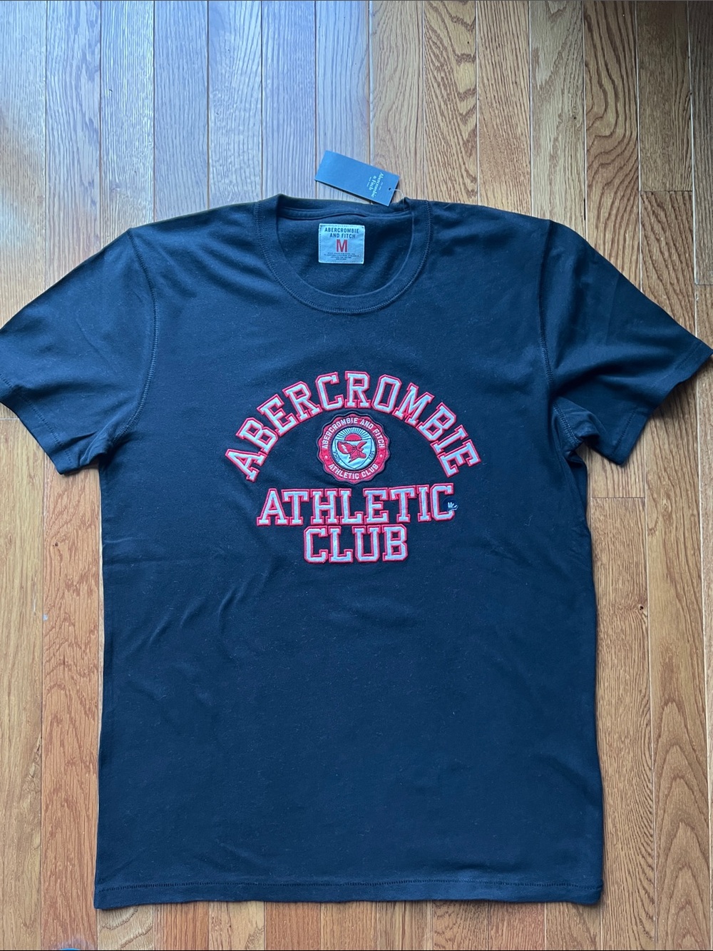 Abercrombie & Fitch Black Tee with Red Athletic Club Logo